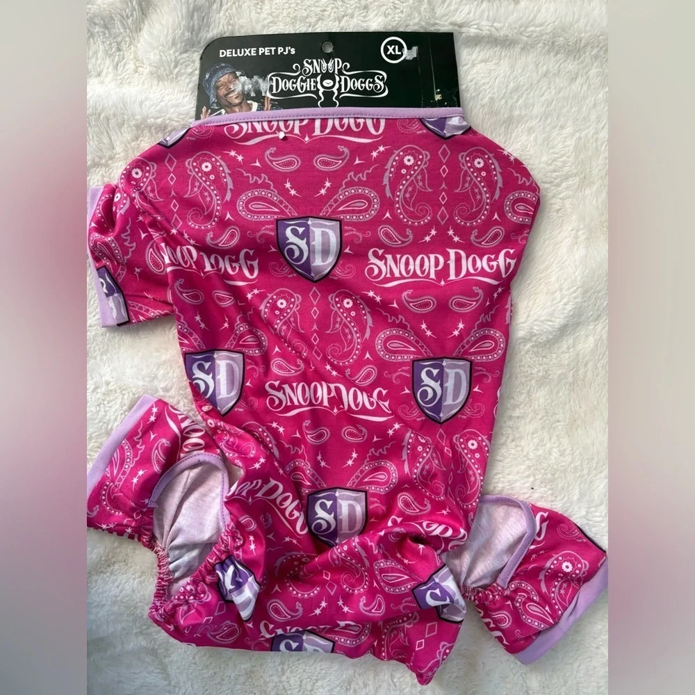 Snoop Doggie Doggs Pink Paisley Dog Pajamas SD Logo Pet Onesie | Size XL